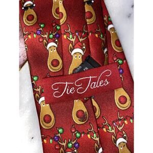 Tie Tales Mens Tie Christmas Reindeer & Lights.  Pre-tied W/zipper.  Adjustable.